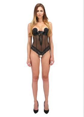 Сексуальне боді з відкритими грудьми Passion Exclusive NORTH BODY black, розмір L/XL зображення