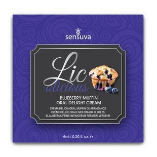 Пробник гелю для мінету Sensuva Lic-o-licious Blueberry Muffin, чорниця (6 мл) зображення