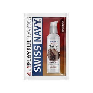 Пробник їстівного лубриканта на водній основі, розігріваючого Swiss Navy 4 in 1 Chocolate Sensation, шоколад (5 мл) зображення