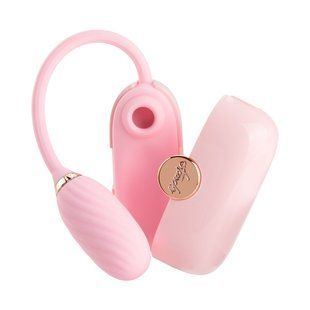 Вакуумний кліторальний стимулятор + віброяйце у кейсі Otouch Louis Vibrate Pink (діаметр 2,8 см) зображення