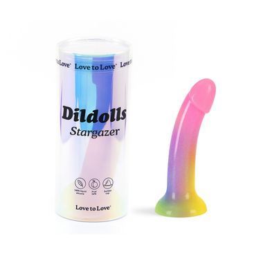 Ультрам'який фалоімітатор з градієнтом та блискітками на присосці Love To Love DILDOLLS STARGAZER (діаметр 3,5 см) зображення