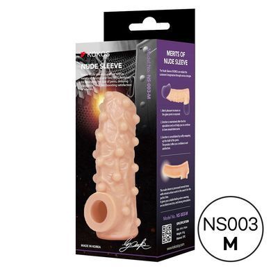 Насадка на член з отвором для мошонки Kokos Nude Sleeve NS 003, розмір M зображення