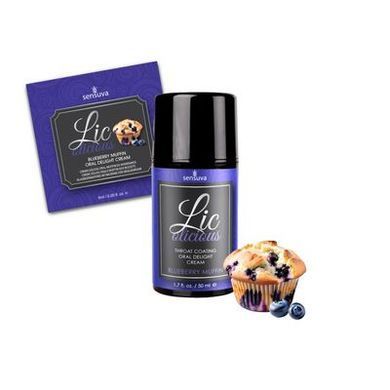 Пробник гелю для мінету Sensuva Lic-o-licious Blueberry Muffin, чорниця (6 мл) зображення