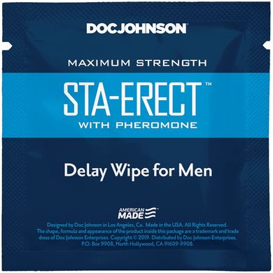 Пролонгирующая салфетка Doc Johnson Sta-Erect Delay Wipe For Men с феромонами (7х7 см) картинка