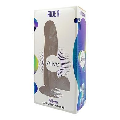 Прозорий фалоімітатор з присоскою і мошонкою Alive Jelly Dildo Rider (довжина 20 см) зображення