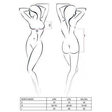 Сексуальне боді з відкритими грудьми Passion Exclusive NORTH BODY black, розмір L/XL зображення