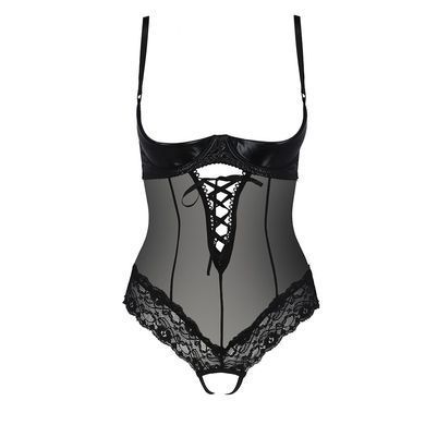 Сексуальне боді з відкритими грудьми Passion Exclusive NORTH BODY black, розмір L/XL зображення