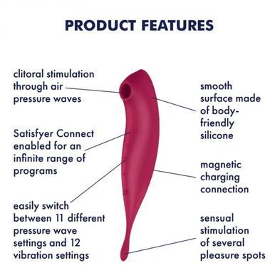 Смарт-вібратор для клітора із вакуумною стимуляцією Satisfyer Twirling Pro+ Dark red (діаметр 4,7 см) зображення