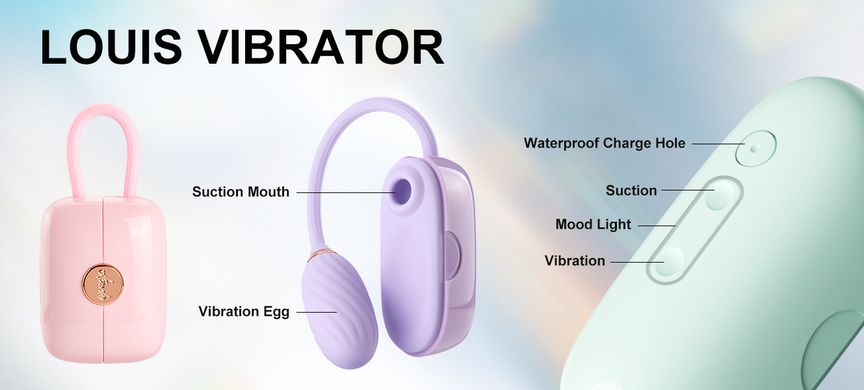 Вакуумний кліторальний стимулятор + віброяйце у кейсі Otouch Louis Vibrate Pink (діаметр 2,8 см) зображення