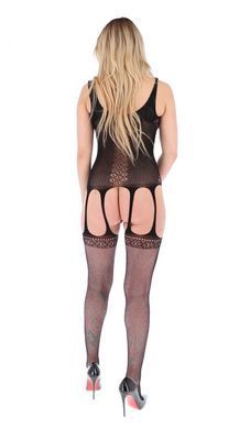 Бодистокинг - сетка с имитацией чулок и доступом Passion ECO BS007 black картинка