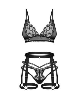 Сексуальний комплект з гартерами Obsessive Blomentis 3-pcs set, розмір XL/2XL зображення