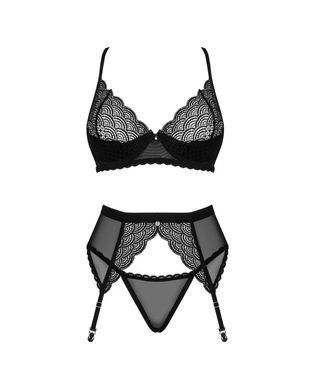 Сексуальный комплект: трусики, лиф + пояс для чулок Obsessive Chemeris 3-pcs set, размер XS/S картинка