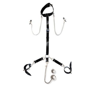 Бондажний набір із металевим анальним гаком №4 Art of Sex Beatrice Bondage set with anal hook №4 (діаметр кульок 3,8 та 5 см) зображення
