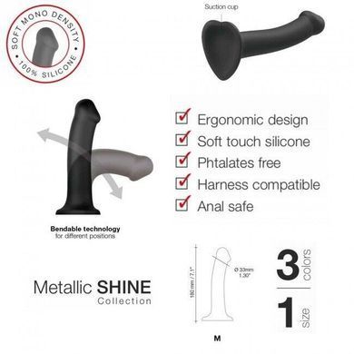 Гнучка насадка для страпона Strap-On-Me Mono Density Dildo Blue M, синя (діаметр 3,3 см) зображення