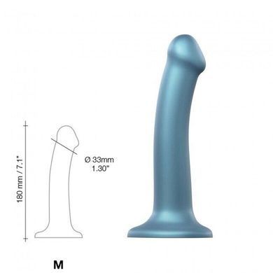 Гнучка насадка для страпона Strap-On-Me Mono Density Dildo Blue M, синя (діаметр 3,3 см) зображення