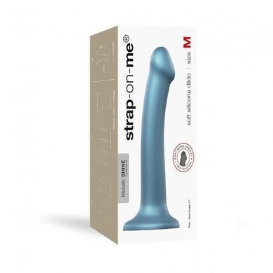 Гнучка насадка для страпона Strap-On-Me Mono Density Dildo Blue M, синя (діаметр 3,3 см) зображення