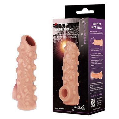 Насадка на член с отверстием для мошонки Kokos Nude Sleeve NS 003, размер L картинка