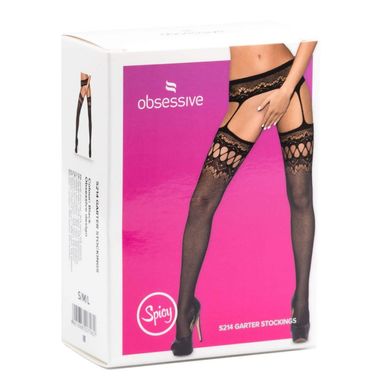 Сексуальні панчохи із поясом Obsessive Garter stockings S214, розмір S/M/L зображення