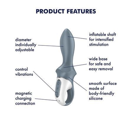 Анальный надувной вибратор Satisfyer Air Pump Booty 1 (диаметр 3,5-5 см) картинка