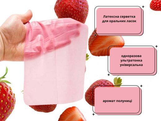 Латексная салфетка для оральных ласк Satin Dams Strawberry (1 шт) картинка