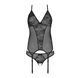 Корсет с пажами + трусики с ажурным декором и доступом Passion Ursula Corset black, размер S/M картинка 4