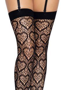 Кокетливі панчохи з сердечками Leg Avenue Heart net thigh highs OS Black зображення