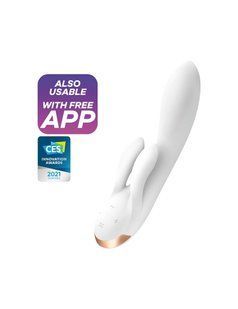 Смарт вібратор кролик із подвійним відростком Satisfyer Double Flex White (діаметр 3,5 см) зображення