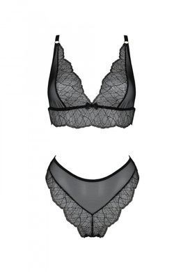 Комплект з ажурним декором: ліф та трусики Passion AMBERLY SET black, розмір L/XL зображення