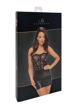 Корсетное мини-платье без бретелей с кружевом Noir Handmade F300 Solace lace up corset mini dress, размер S картинка
