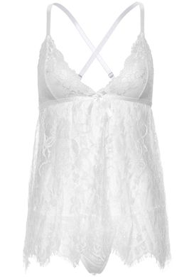 Кружевной пеньюар + стринги Leg Avenue Floral lace babydoll & string White, размер S картинка