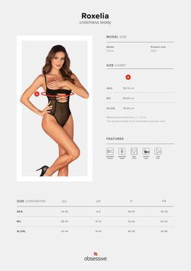 Откровенное боди с доступом Obsessive Roxelia crotchless teddy, размер XS/S картинка