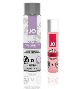 Набор: гипоаллергенная смазка и оральный гель JO GWP Agape & Oral Delight Strawberry, клубника (120 мл и 30 мл) картинка