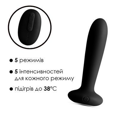 Анальна вібропробка з підігрівом і пультом ДУ Svakom Primo Black (діаметр 2,3 см) зображення