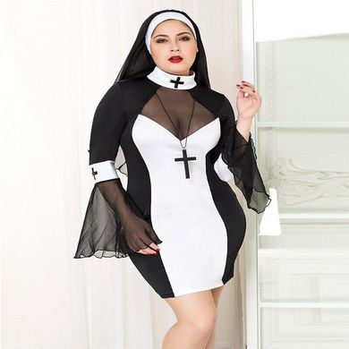 Еротичний костюм черниці JSY «Грішниця Лола» Plus Size Black зображення