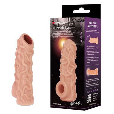 Насадка на член з отвором для мошонки Kokos Nude Sleeve NS 004, розмір M зображення