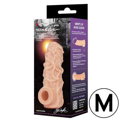 Насадка на член з отвором для мошонки Kokos Nude Sleeve NS 004, розмір M зображення