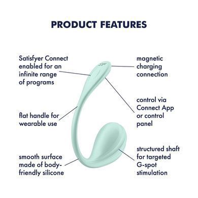 Смарт-віброяйце Satisfyer Smooth Petal Connect App Mint (діаметр 3,8 см) зображення