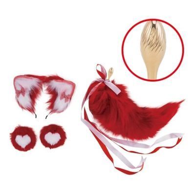Анальна пробка з хвостом лисиці LOCKINK SEVANDA Red Vixen Set with Pear-shape Plug (діаметр 2,3 см) зображення