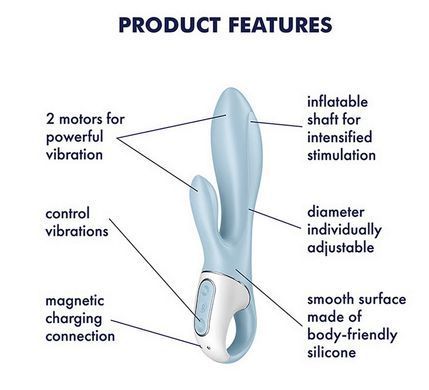 Вібратор-кролик надувний Satisfyer Air Pump Bunny 1 (діаметр 4 - 5,5 см) зображення