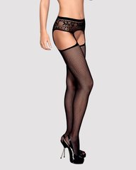 Сексуальні панчохи із поясом Obsessive Garter stockings S307 black, розмір S/M/L зображення