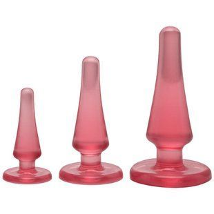 Набір анальних пробок Doc Johnson Crystal Jellies Anal Initiation Kit Pink (діаметр 2 см - 3 см - 4 см) зображення