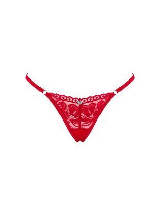 Мереживні стрінги з низькою посадкою Obsessive Lacelove thong Red, розмір XL/2XL зображення