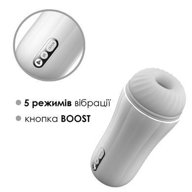 Мастурбатор з вібрацією та LED-екраном Svakom Robin White (функція Boost) зображення