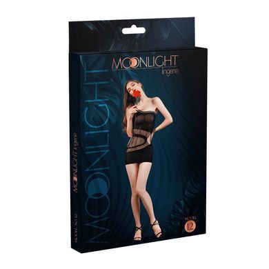 Міні-сукня на одне плече з вертикальною бахромою Moonlight Model 12 Black (розмір 36-44) зображення