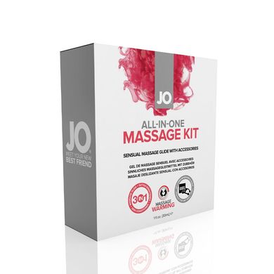 Набір для масажу System JO ALL IN ONE MASSAGE GIFT SET (розігріваючий гель, масажер та свічка) зображення