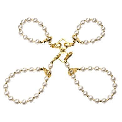 Набір БДСМ: перлинний нашийник з повідцем та наручники LOCKINK Pearl Bondage & Restraint Set зображення