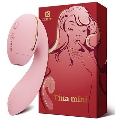Вакуумный стимулятор + вибратор Kistoy Tina Mini Light Pink (диаметр 3,2 см) картинка