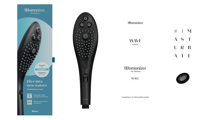 Масажер для інтимних зон та насадка-стимулятор для душу 2в1 Womanizer Wave Black зображення