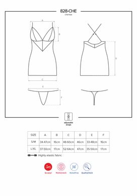 Розкішна сорочка + стрінги Obsessive 828-CHE-1 chemise & thong, розмір S/M зображення