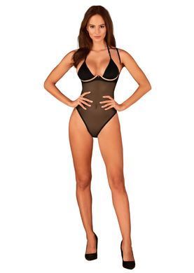 Прозрачное боди с двойными бретелями Obsessive Selinne teddy Black, размер XS/S картинка